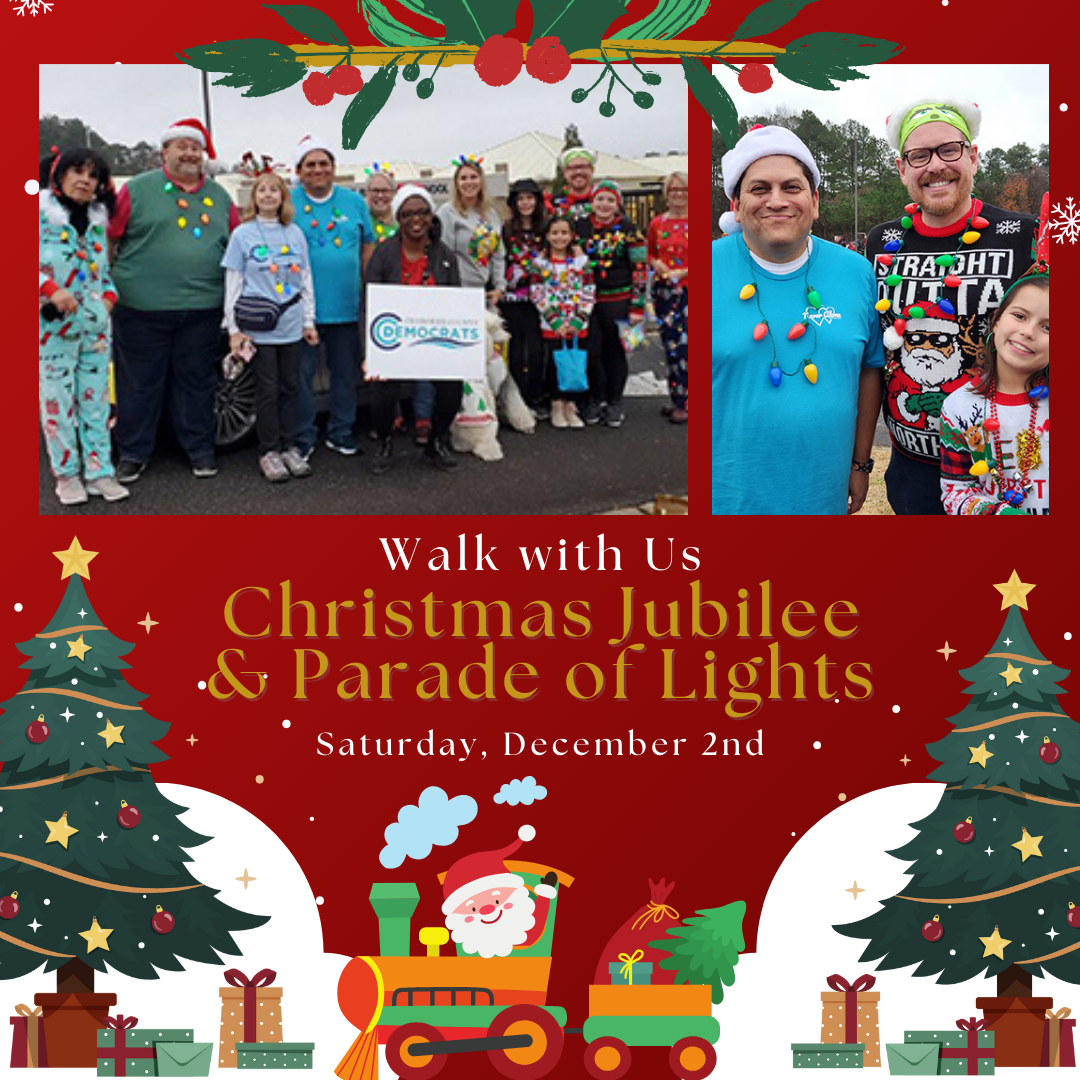 Walk with Democrats in the Woodstock Christmas Parade December 2nd